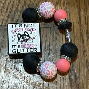 New double sided Husky Dog sarcastic Beaded Tumbler cup handle charm Bracelet